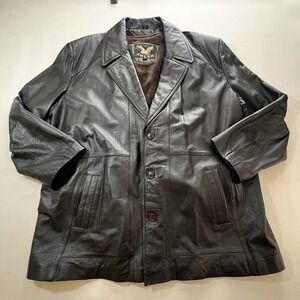 Vtg Adlers Black Leather Coat Jacket Heavy Removable Lining Men's Size XLT